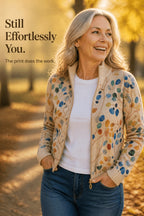 Tilly | Women's Botanical Cardigan with Full-Length Zip
