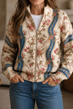Tilly | Women's Botanical Cardigan with Full-Length Zip