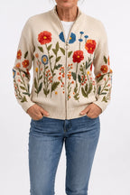 Tilly | Women's Botanical Cardigan with Full-Length Zip