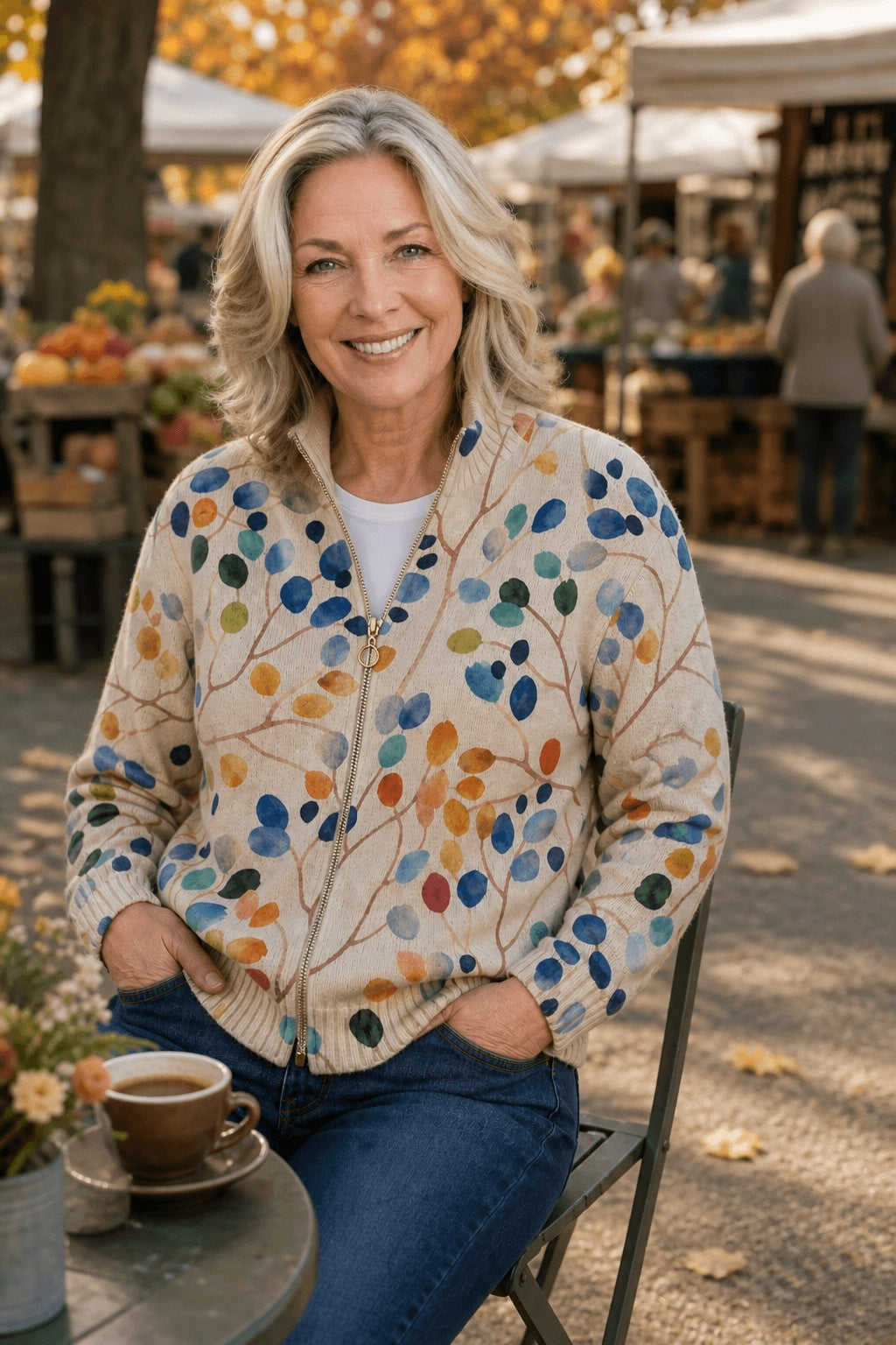 Tilly | Women's Botanical Cardigan with Full-Length Zip