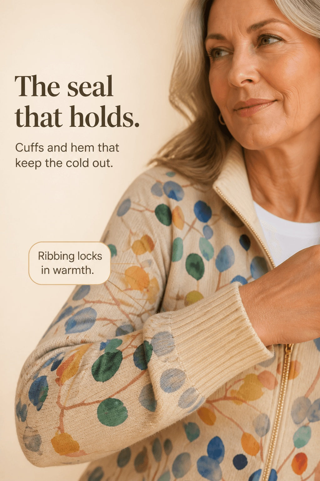 Tilly | Women's Botanical Cardigan with Full-Length Zip