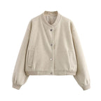 Viola | Women's Cropped Bomber Jacket with Button Front