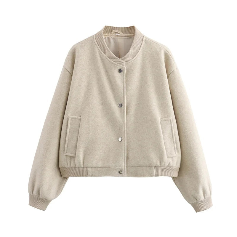 Viola | Women's Cropped Bomber Jacket with Button Front