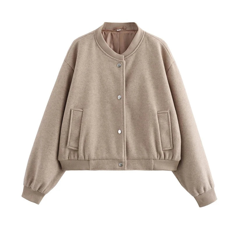 Viola | Women's Cropped Bomber Jacket with Button Front