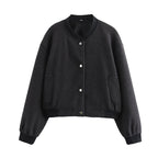 Viola | Women's Cropped Bomber Jacket with Button Front