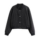 Viola | Women's Cropped Bomber Jacket with Button Front