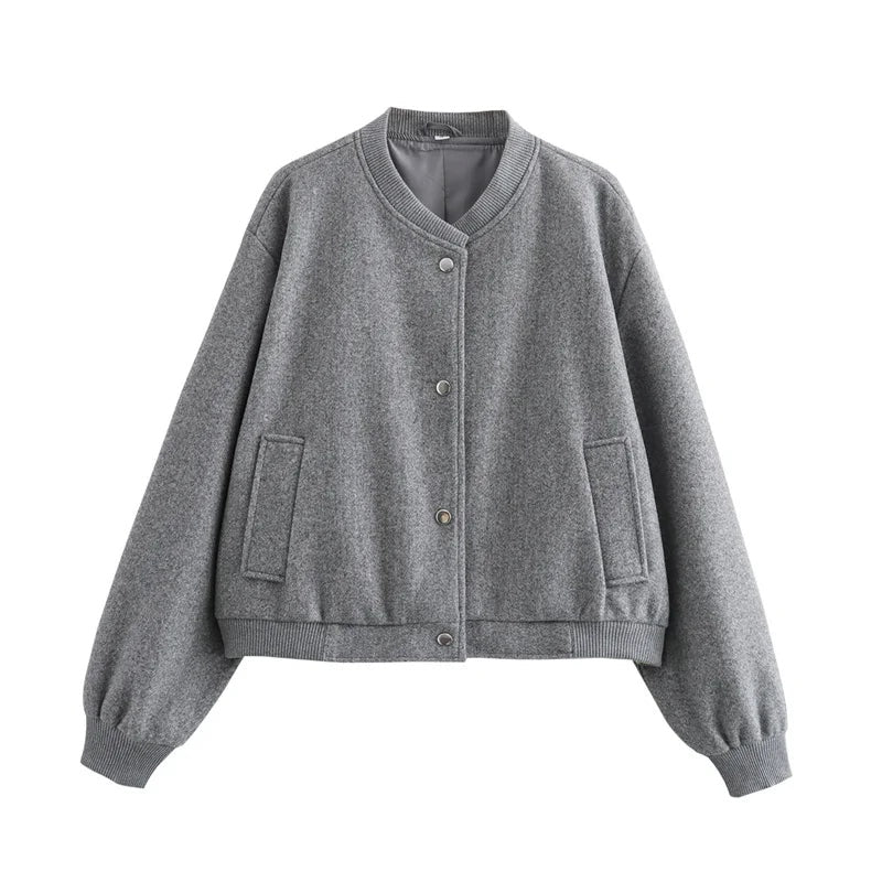 Viola | Women's Cropped Bomber Jacket with Button Front