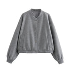 Viola | Women's Cropped Bomber Jacket with Button Front