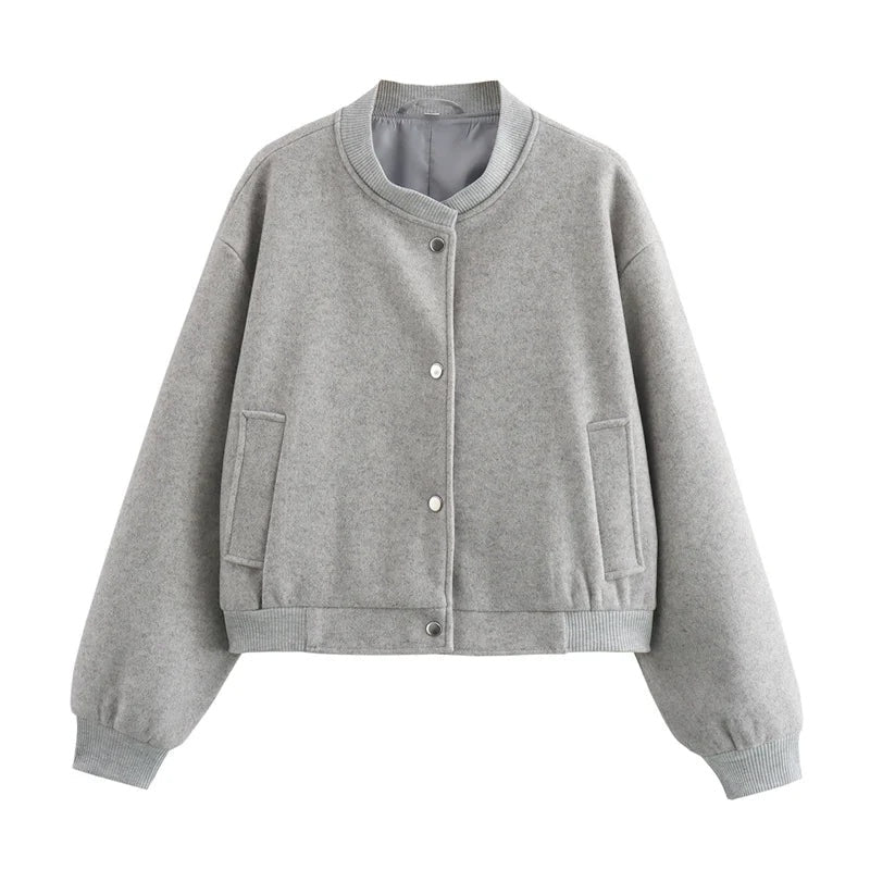 Viola | Women's Cropped Bomber Jacket with Button Front