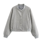 Viola | Women's Cropped Bomber Jacket with Button Front
