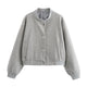 Viola | Women's Cropped Bomber Jacket with Button Front