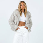 Kitty | Women's Cropped Faux Fur Jacket with Notch Collar