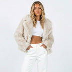 Kitty | Women's Cropped Faux Fur Jacket with Notch Collar