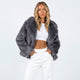 Kitty | Women's Cropped Faux Fur Jacket with Notch Collar
