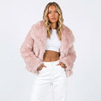 Kitty | Women's Cropped Faux Fur Jacket with Notch Collar