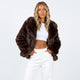Kitty | Women's Cropped Faux Fur Jacket with Notch Collar