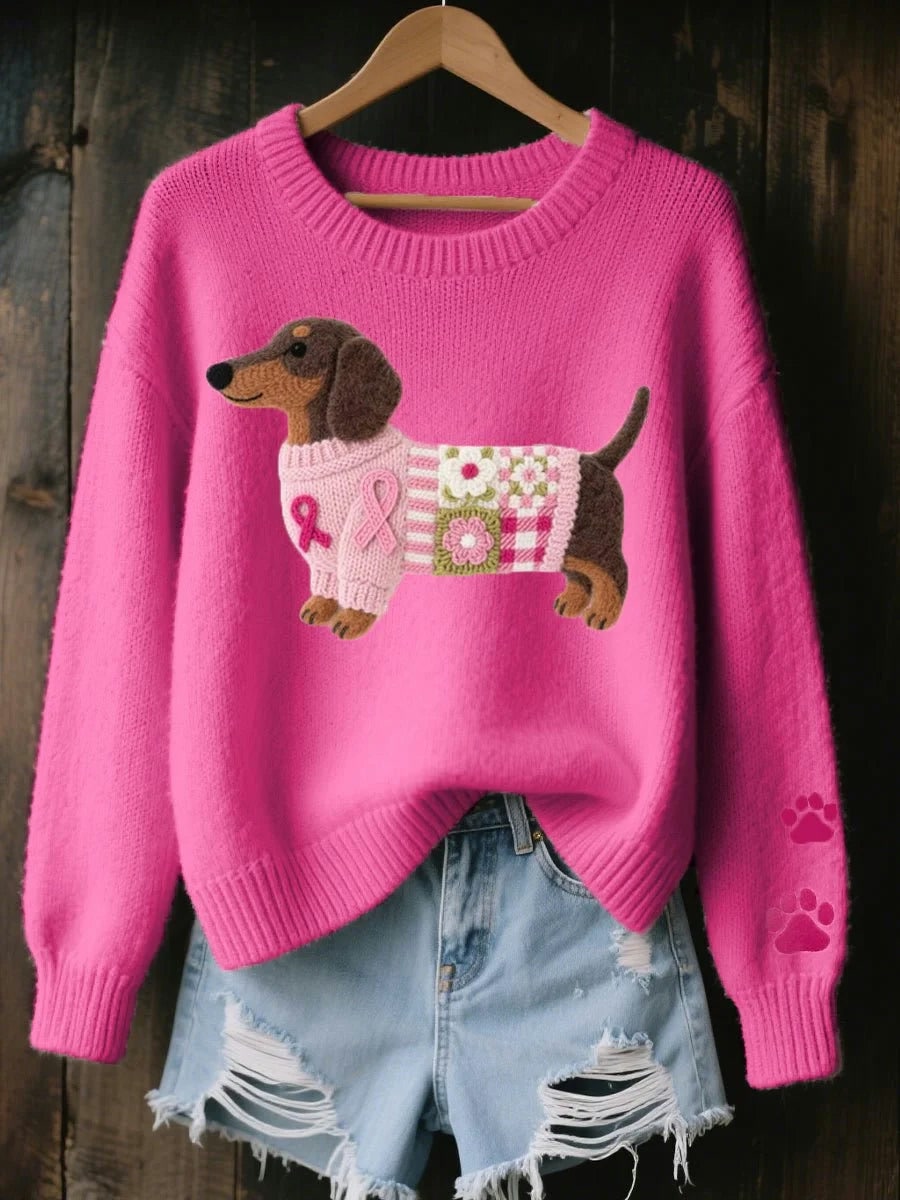 Dottie | Women's Dachshund Embroidered Crew Neck Jumper