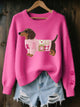 Dottie | Women's Dachshund Embroidered Crew Neck Jumper