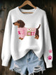 Dottie | Women's Dachshund Embroidered Crew Neck Jumper