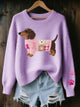 Dottie | Women's Dachshund Embroidered Crew Neck Jumper