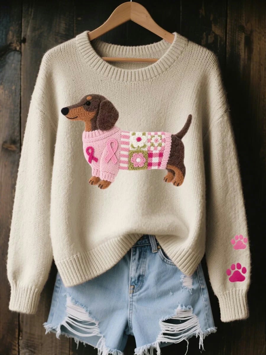 Dottie | Women's Dachshund Embroidered Crew Neck Jumper