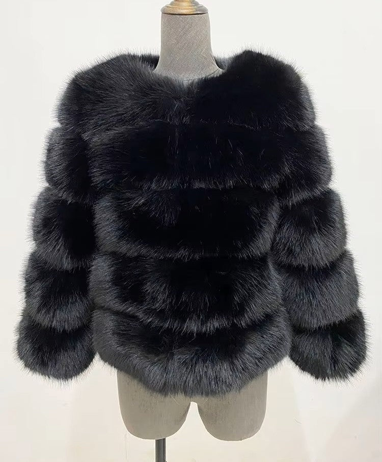 Honor | Women's Panelled Faux Fur Jacket with Long Sleeves