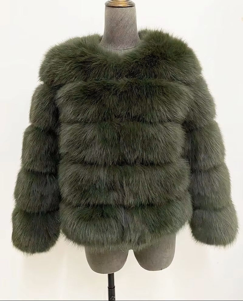 Honor | Women's Panelled Faux Fur Jacket with Long Sleeves