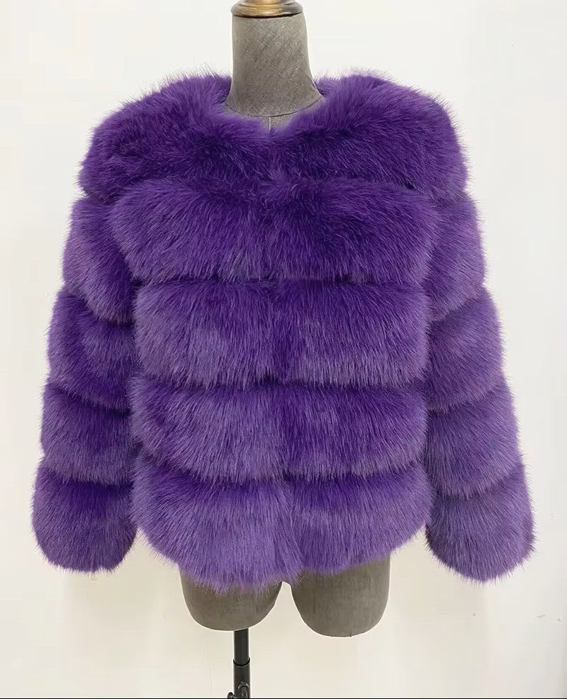 Honor | Women's Panelled Faux Fur Jacket with Long Sleeves