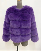 Honor | Women's Panelled Faux Fur Jacket with Long Sleeves