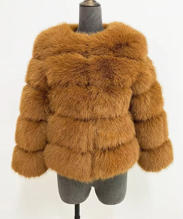 Honor | Women's Panelled Faux Fur Jacket with Long Sleeves