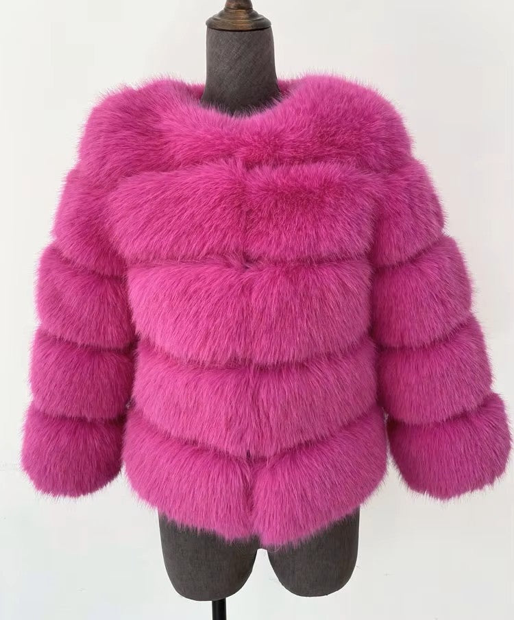 Honor | Women's Panelled Faux Fur Jacket with Long Sleeves