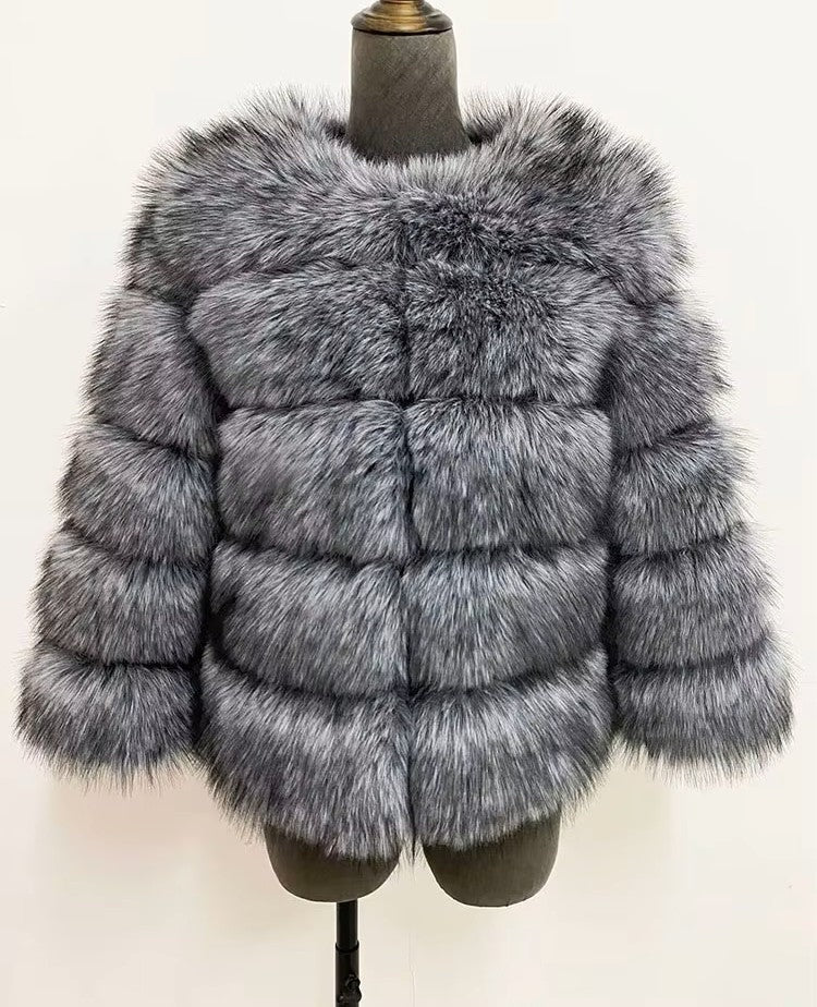 Honor | Women's Panelled Faux Fur Jacket with Long Sleeves