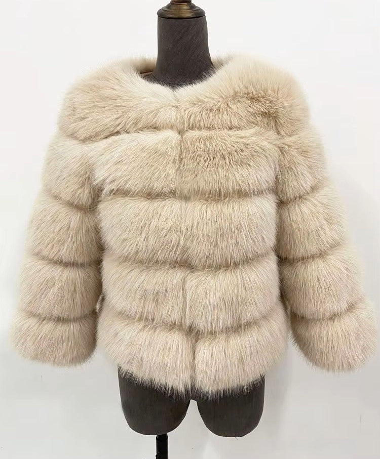 Honor | Women's Panelled Faux Fur Jacket with Long Sleeves