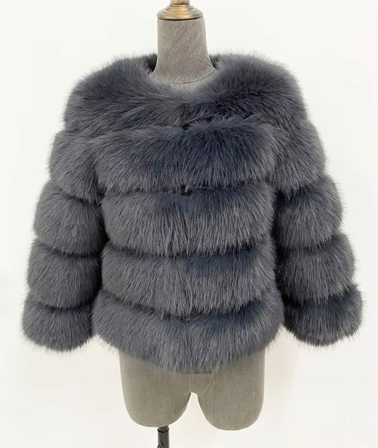 Honor | Women's Panelled Faux Fur Jacket with Long Sleeves