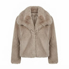 Evangeline | Women's Cropped Faux Fur Jacket with Shawl Collar