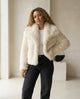 Evangeline | Women's Cropped Faux Fur Jacket with Shawl Collar
