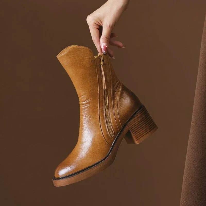 Isolde | Women's Block Heel Ankle Boots with Tassel Zip