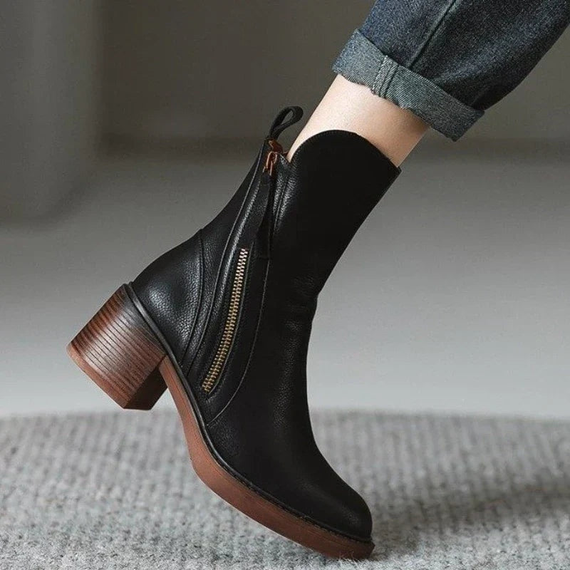 Isolde | Women's Block Heel Ankle Boots with Tassel Zip
