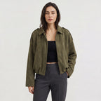 Celeste | Women's Faux Suede Bomber Jacket with Collar