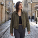 Celeste | Women's Faux Suede Bomber Jacket with Collar
