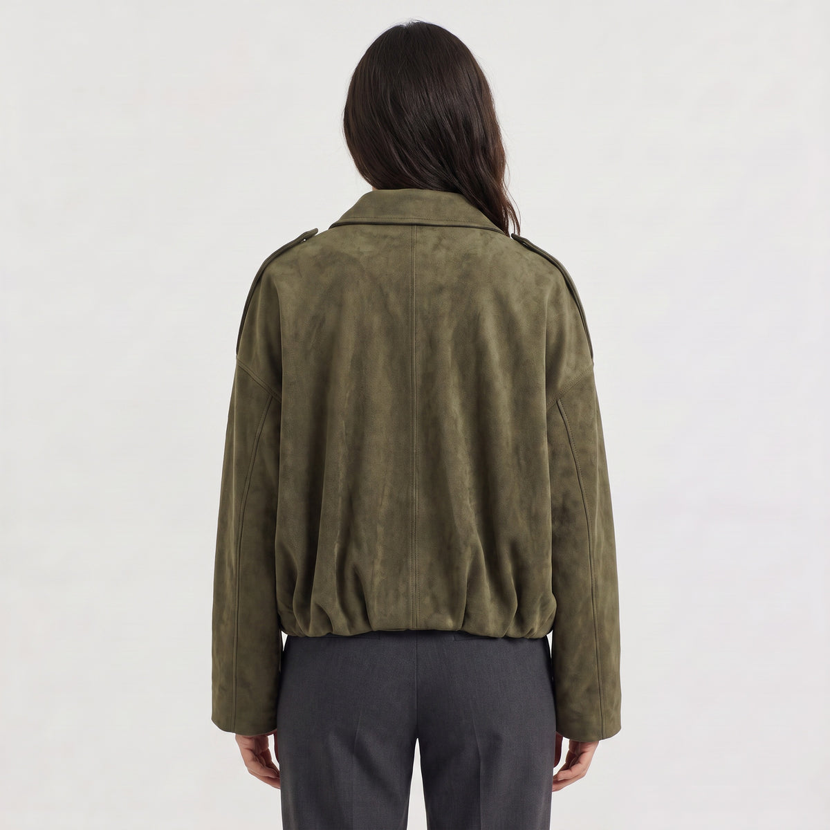 Celeste | Women's Faux Suede Bomber Jacket with Collar