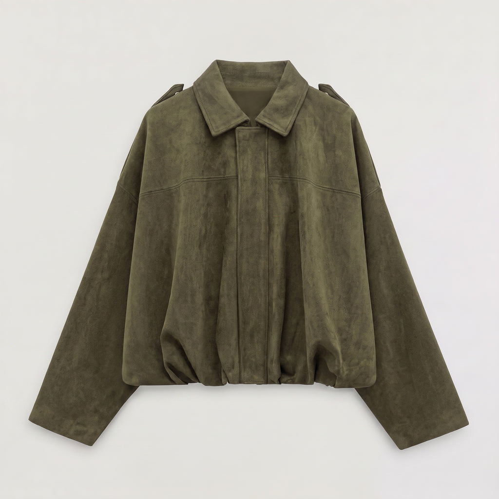 Celeste | Women's Faux Suede Bomber Jacket with Collar