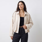 Celeste | Women's Faux Suede Bomber Jacket with Collar