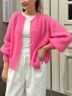 Martha | Women's Cropped Fluffy Cardigan with Buttons