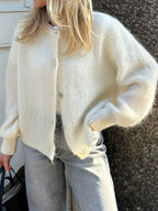 Martha | Women's Cropped Fluffy Cardigan with Buttons