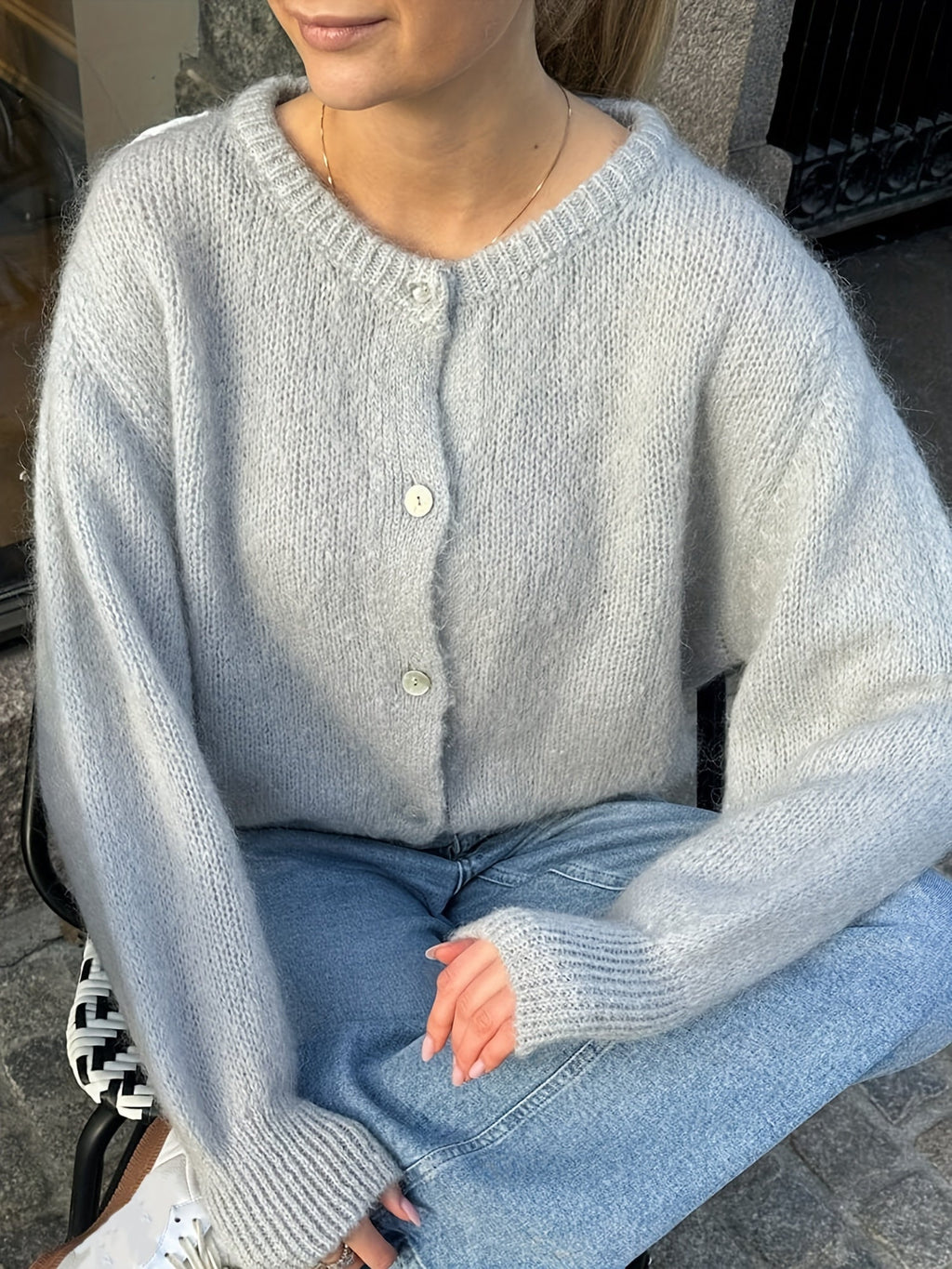 Martha | Women's Cropped Fluffy Cardigan with Buttons