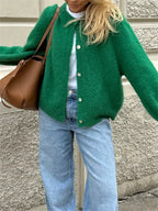 Martha | Women's Cropped Fluffy Cardigan with Buttons