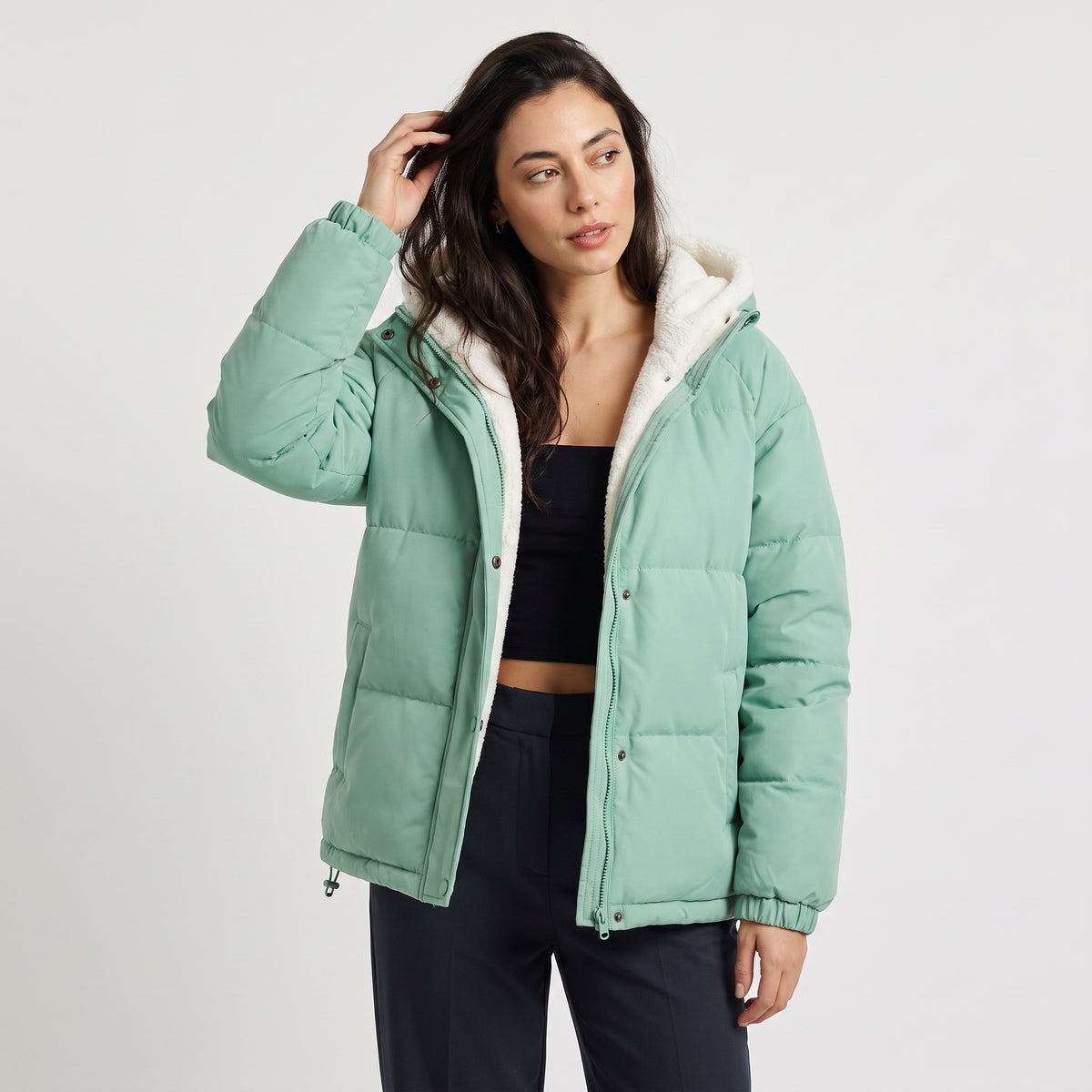Alys | Women's Puffer Jacket with Sherpa-Lined Hood