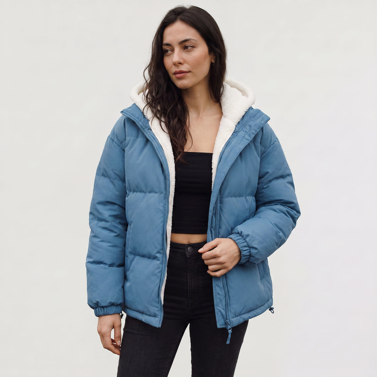 Alys | Women's Puffer Jacket with Sherpa-Lined Hood