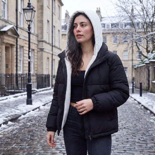 Alys | Women's Puffer Jacket with Sherpa-Lined Hood